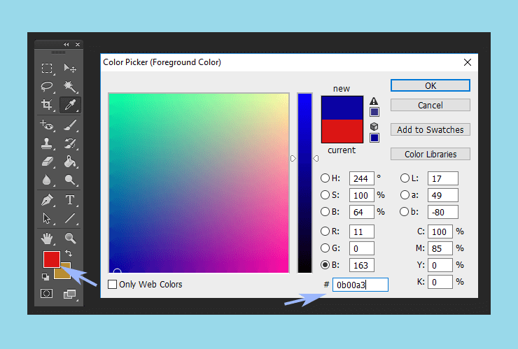 Kode Warna Background Pas Foto Biru dan Merah | Ilyasweb