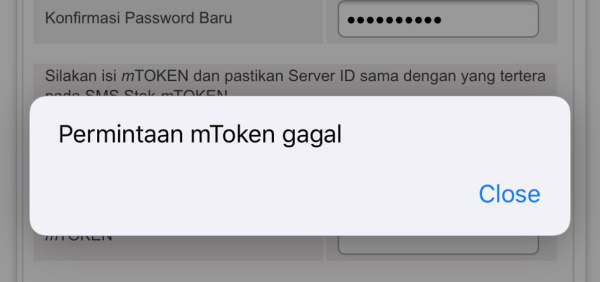 cara mengatasi permintaan mtoken bri gagal